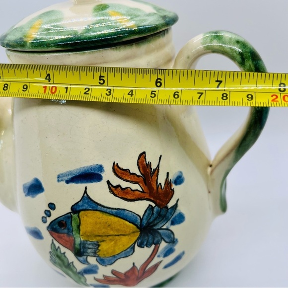70’s VTG Mexican Pottery Pitcher Hand Painted Fish Artist Signed Folk Tropical - Picture 13 of 13